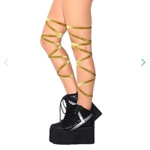 IHR gold glitter leg wraps rave sparkle garters